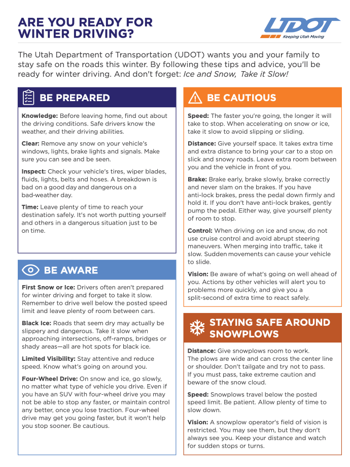 Winter driving safety guide with preparation and caution tips